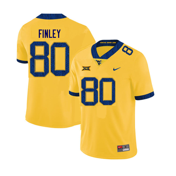 NCAA Men's Charles Finley West Virginia Mountaineers Yellow #80 Nike Stitched Football College Authentic Jersey CP23V58HG